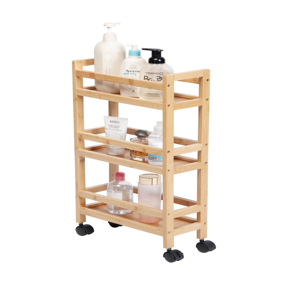 Carrinho De Bambu Com 3 Prateleiras Alterna