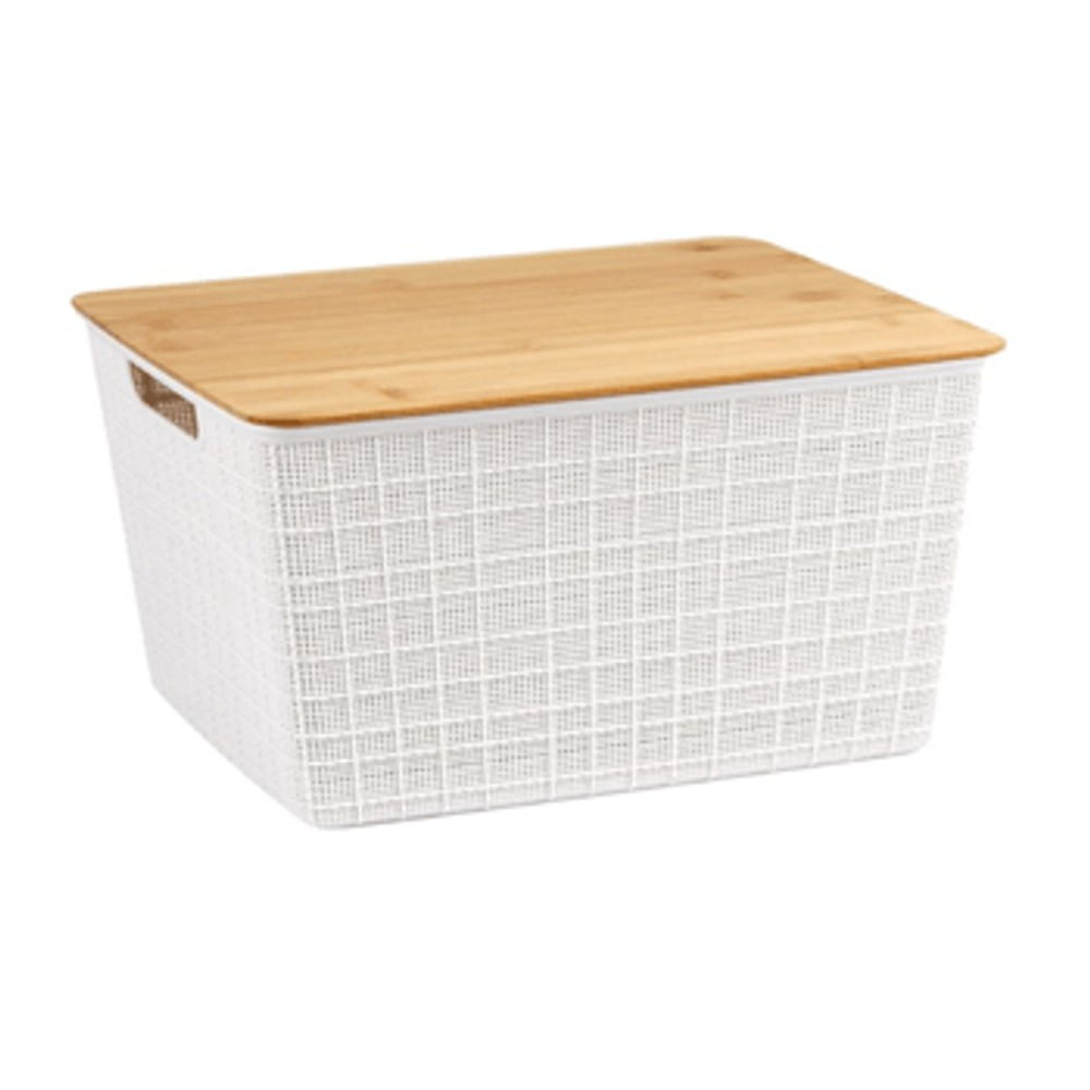 Caixa Organizadora de Bambu 18L Branco Oikos