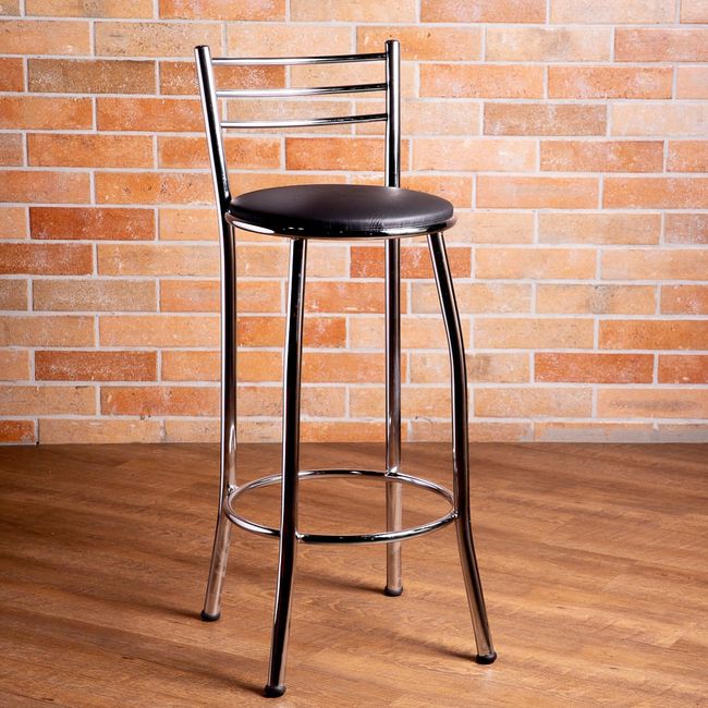 Banqueta Napoles 70cm com assento preto Metal Show