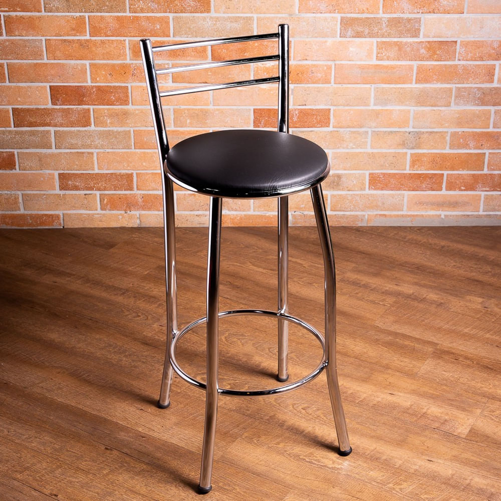 Banqueta Napoles 70cm com assento preto Metal Show