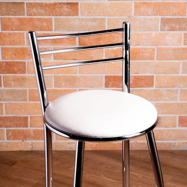 Banqueta Napoles 70cm cromada com assento branco Metal Show