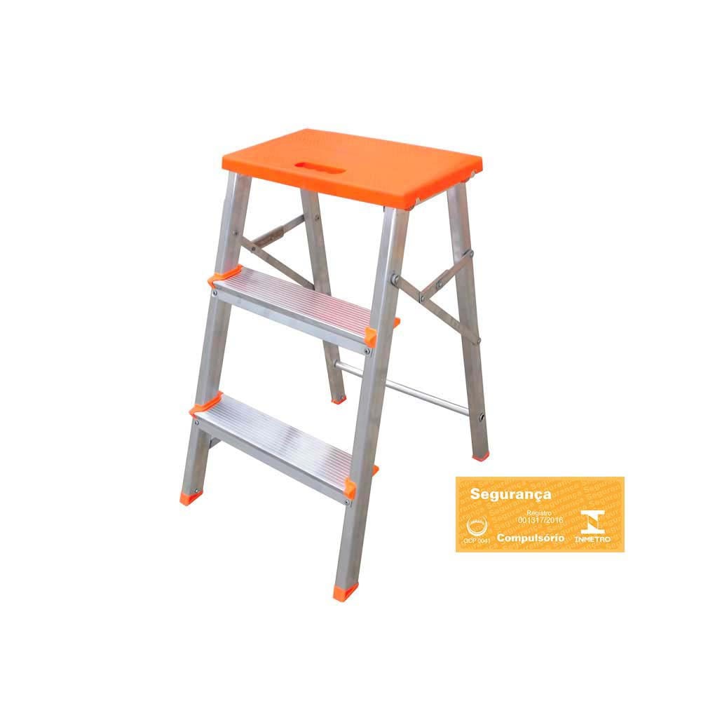 Banco escada de alumínio 61cm 3 degraus Botafogo