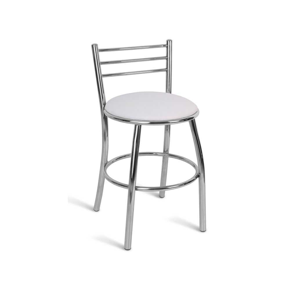 Banqueta Napoles 50cm cromada coma assento branco Metal Show