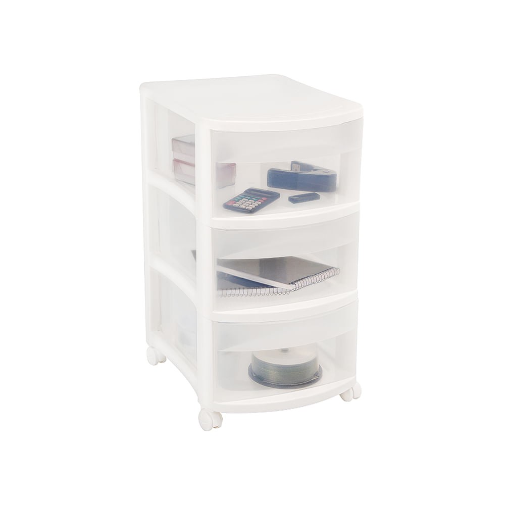 Gaveteiro Médio Com 3 Gavetas Vig Branco Ordene