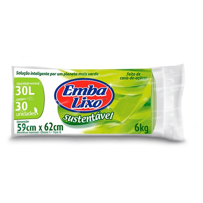 Saco Lixo Embalixo Sustentavel 30L 30 Sacos