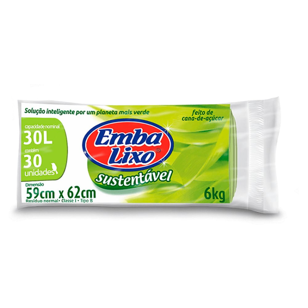 Saco Lixo Embalixo Sustentavel 30L 30 Sacos