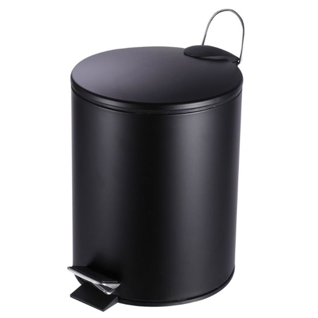 Lixeira de Aço Inox Preto com Pedal 5 Litros Coisas e Coisinhas