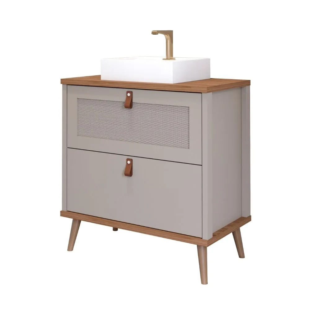 Armário De Banheiro Veneto 80,3X45,1X94Cm Mdf Cappuccino Freijo Mgm