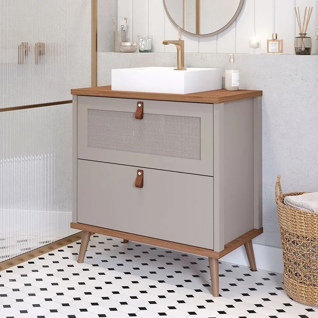 Armário De Banheiro Veneto 80,3X45,1X94Cm Mdf Cappuccino Freijo Mgm