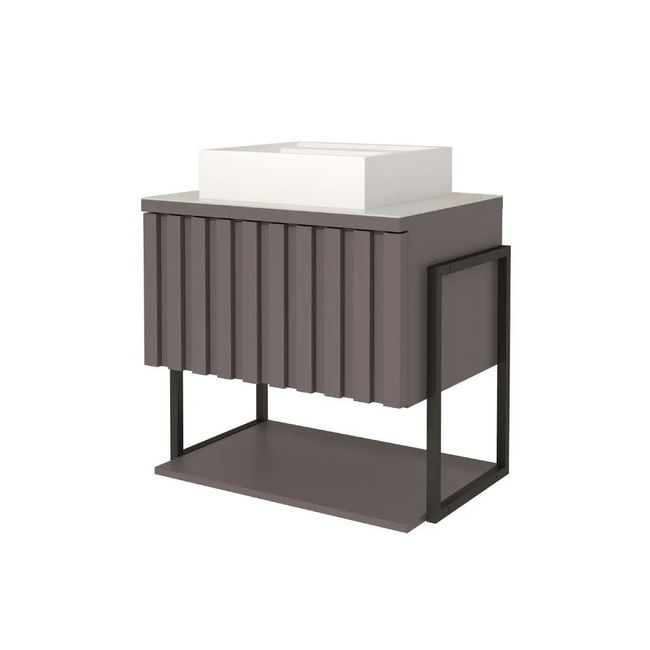 Armário De Banheiro Frise 65,1X45,1X69,7Cm Mdf E Metalon Titanium Mgm