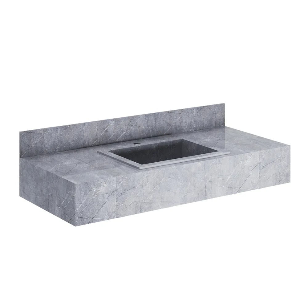 Bancada Para Banheiro Porcelanato Roma Com Cuba 100Cm Grafite Darabas