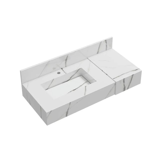 Bancada para Banheiro em Porcelanato Ripy Com Cuba Esculpida 100cm Calacata Blu