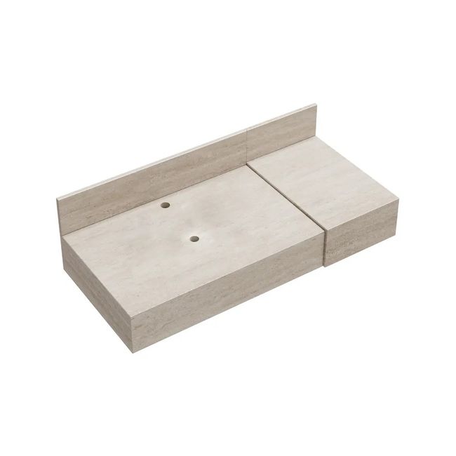 Bancada para Banheiro em Porcelanato Ripy Para Cuba de Apoio 100cm Travertino Blu