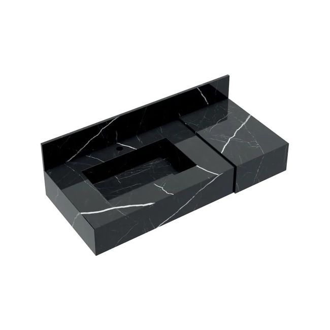 Bancada para Banheiro em Porcelanato Ripy Com Cuba Esculpida 100cm Black Blu