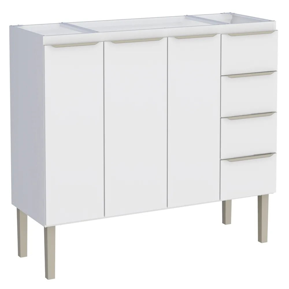Gabinete Cozinha Aço Flora 144X91X52 Branco Pia 150 Cozimax