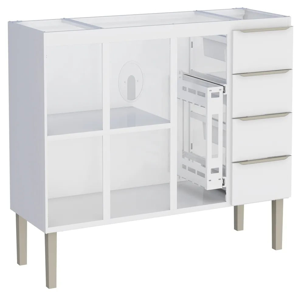 Gabinete Cozinha Aço Flora 144X91X52 Branco Pia 150 Cozimax