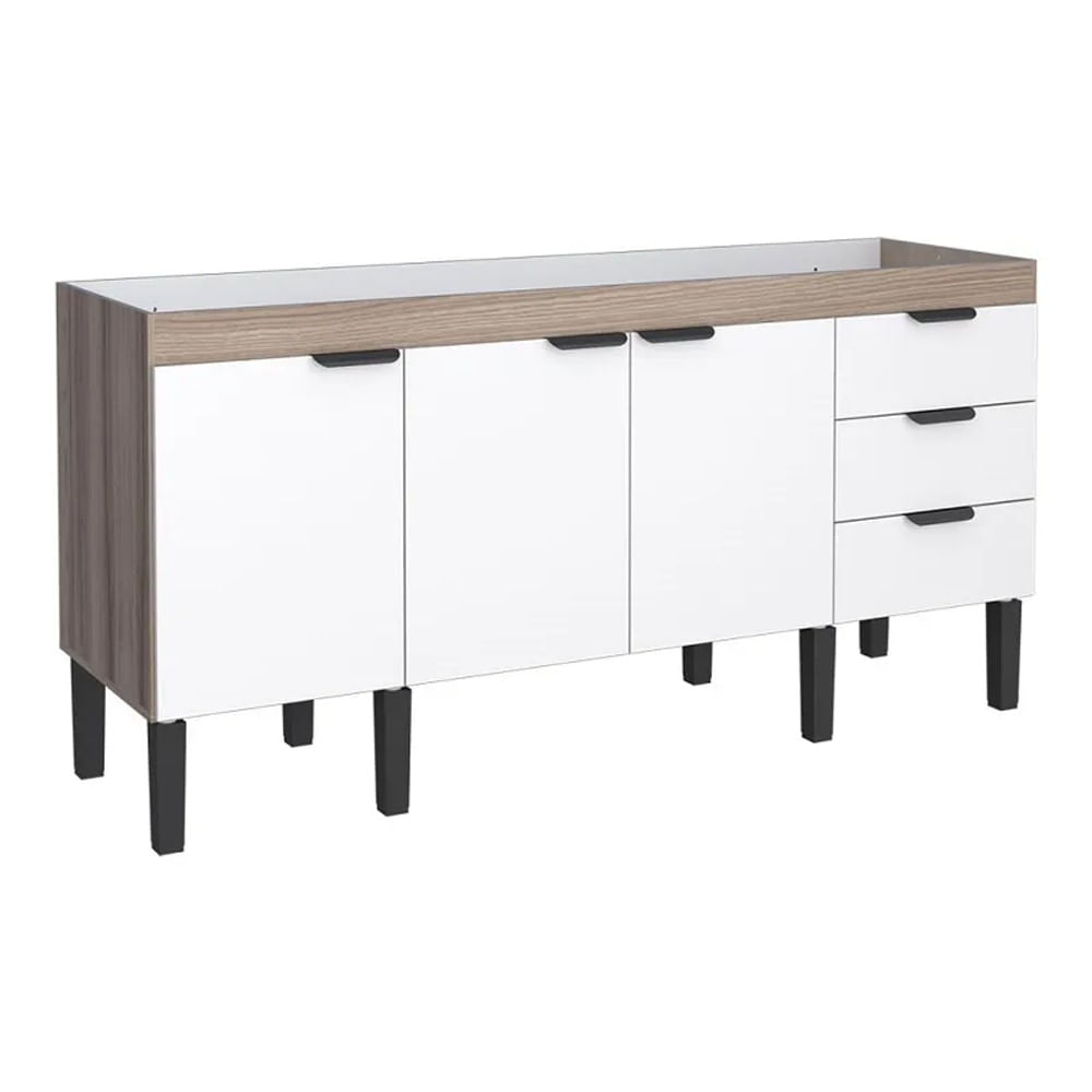Gabinete Para Cozinha Em Madeira Flamingo 174Cm Tamarindo E Branco Cozimax