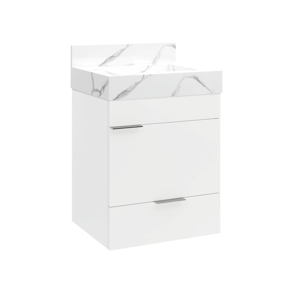 Gabinete para Banheiro Suspenso Com Gaveta Club Kit 40Cm Branco Bumi