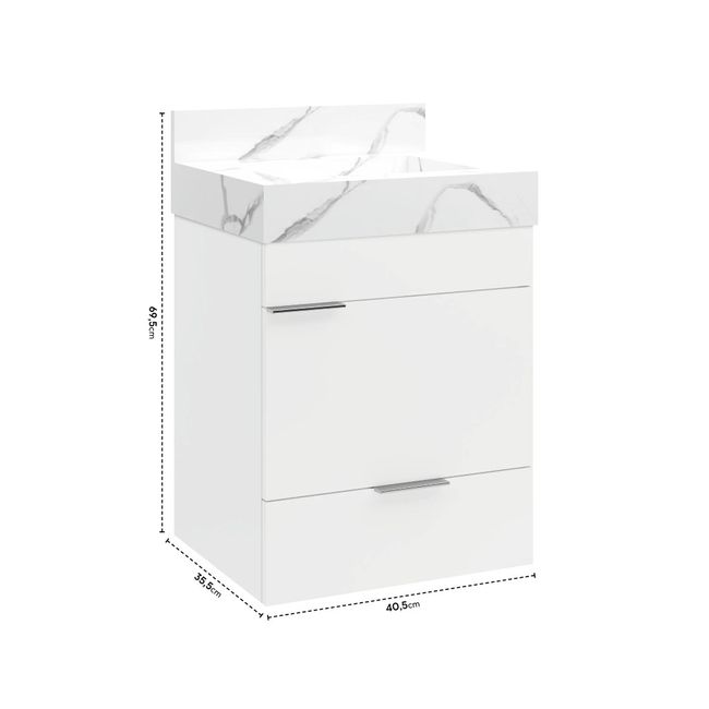 Gabinete para Banheiro Suspenso Com Gaveta Club Kit 40Cm Branco Bumi