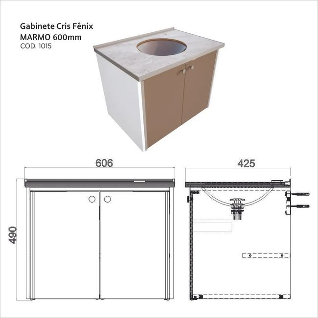 Gabinete Cris Fenix Marmo 600Mm Crismetal