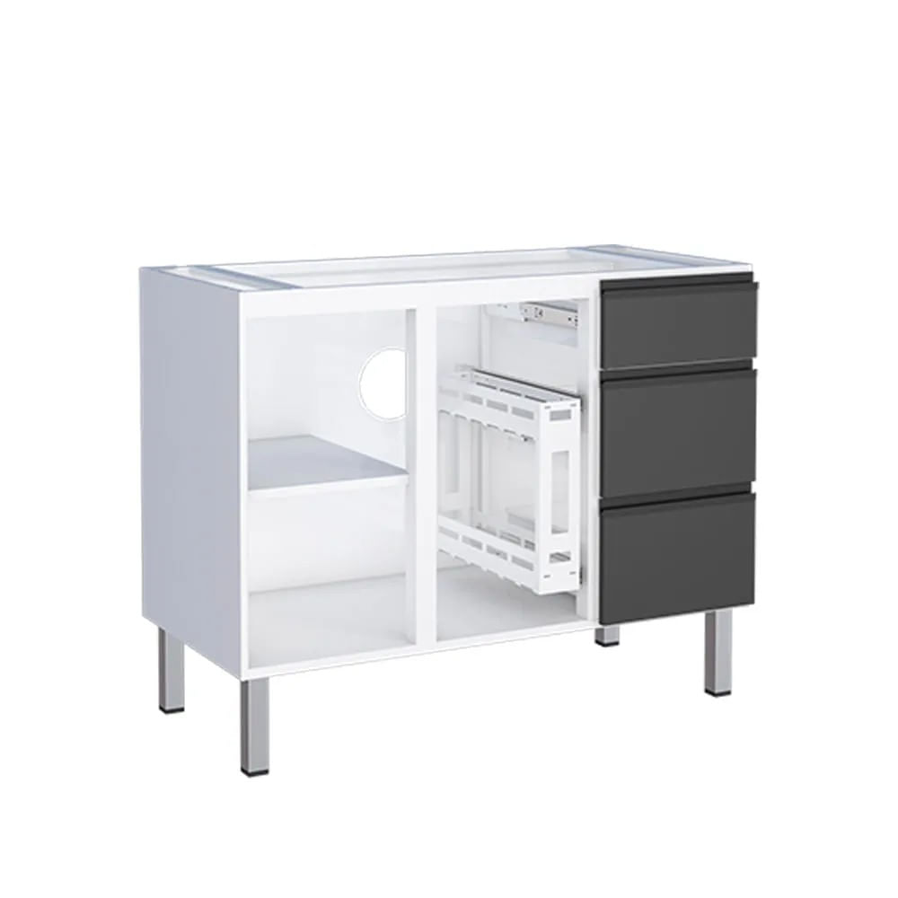 Gabinete Para Czinha Em  Aço Gaia 115Cm Preto Cozimax