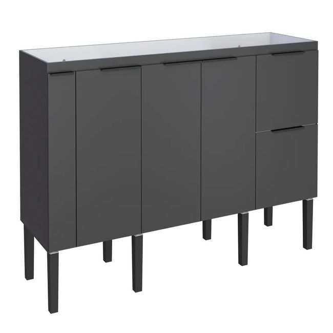 Gabinete Cozinha Cisne 174X85X51 Pia 180 Preto Cozimax