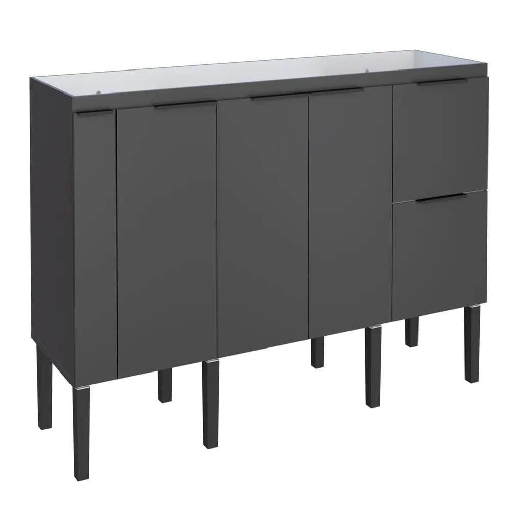 Gabinete Cozinha Cisne 174X85X51 Pia 180 Preto Cozimax