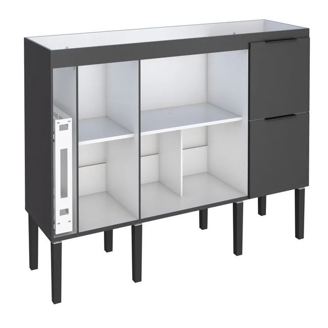 Gabinete Cozinha Cisne 174X85X51 Pia 180 Preto Cozimax