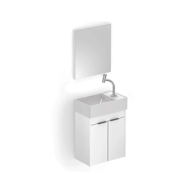 Gabinete Celite para Banheiro com Lavatório e Espelheira Saveiro 22x40cm Branco