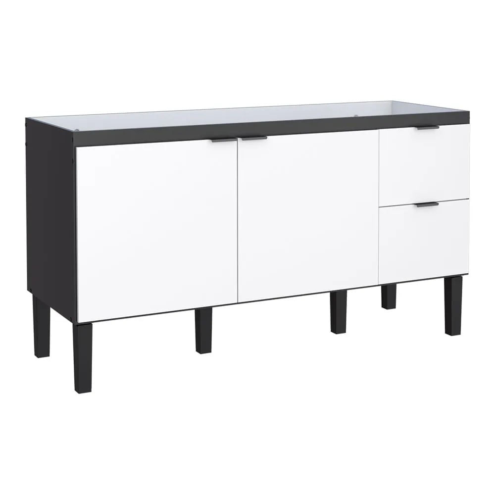 Gabinete Para Cozinha Em Madeira Colibri 144Cm Preto E Branco Cozimax