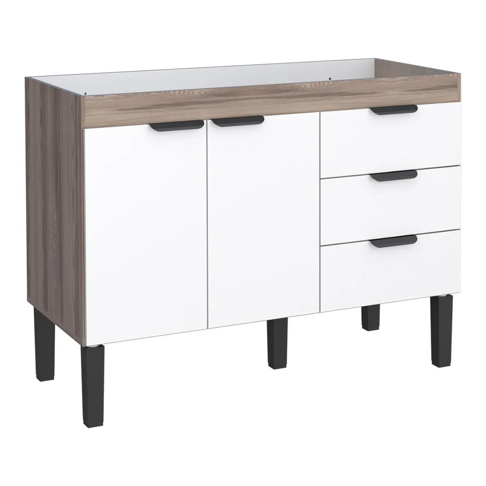 Gabinete Para Cozinha Em Madeira Flamingo 114Cm Tamarindo E Branco Cozimax