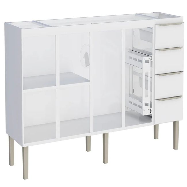 Gabinete Cozinha Aço Flora 192X91X52 Branco Pia 200 Cozimax