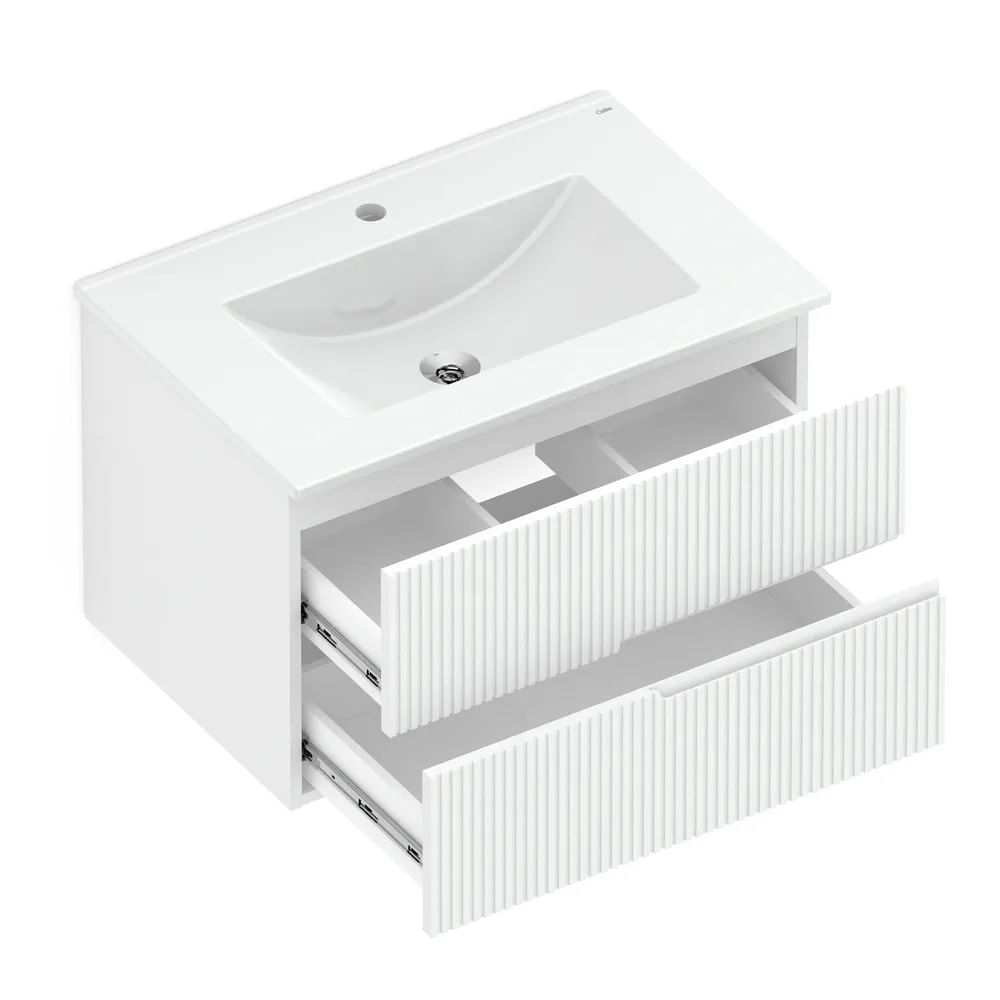 Gabinete Integrado 2 Gavetas 70X45 Elite Com Lavatório Beige Celite