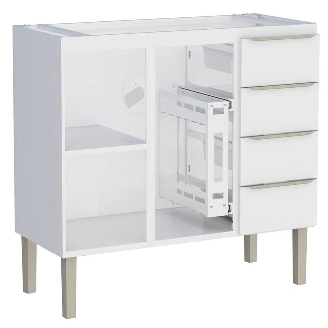 Gabinete Cozinha Aço Flora 117X91X52 Branco Pia 120 Cozimax