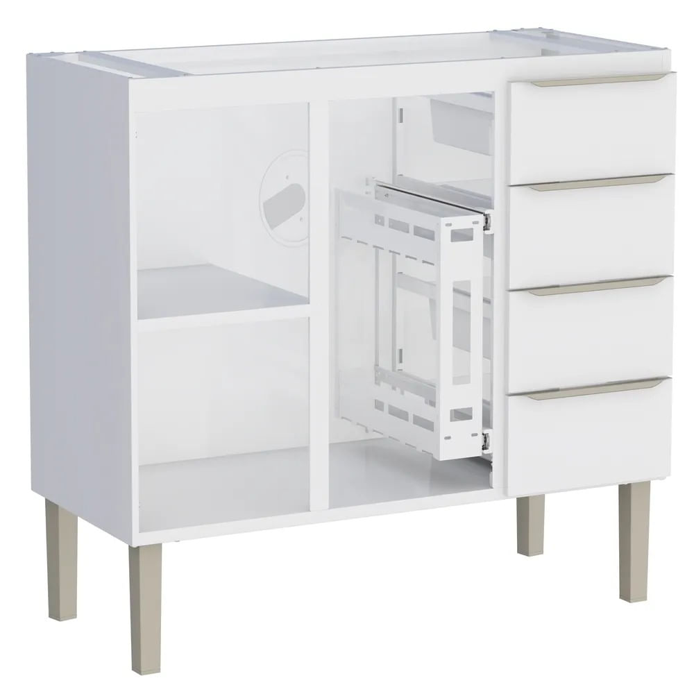 Gabinete Cozinha Aço Flora 117X91X52 Branco Pia 120 Cozimax