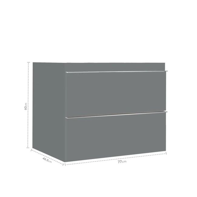 Gabinete Blu Liso 80Cm Sem Lavatório Cinza Bumi
