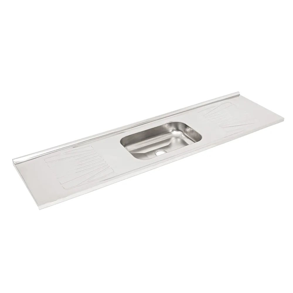 Pia Inox Aço 430 180x52cm Com Cuba Simples Central Ps1800  Fabrinox