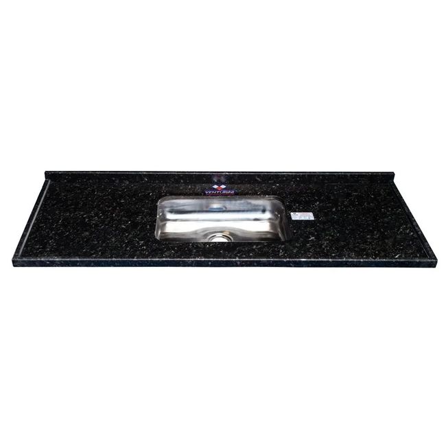 Pia de Cozinha em Granito com Cuba Inox 120Cm Verde Ubatuba Nina Venturini