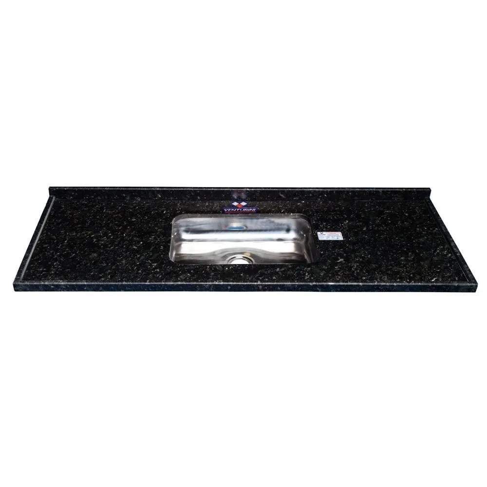 Pia de Cozinha em Granito com Cuba Inox 120Cm Verde Ubatuba Nina Venturini