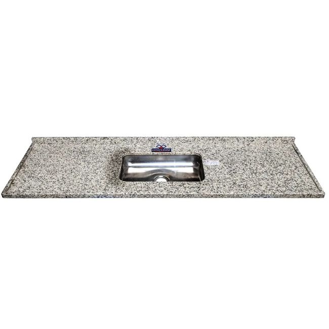 Pia de Cozinha em Granito com Cuba Inox 180Cm Branco Portinari Nina Venturini