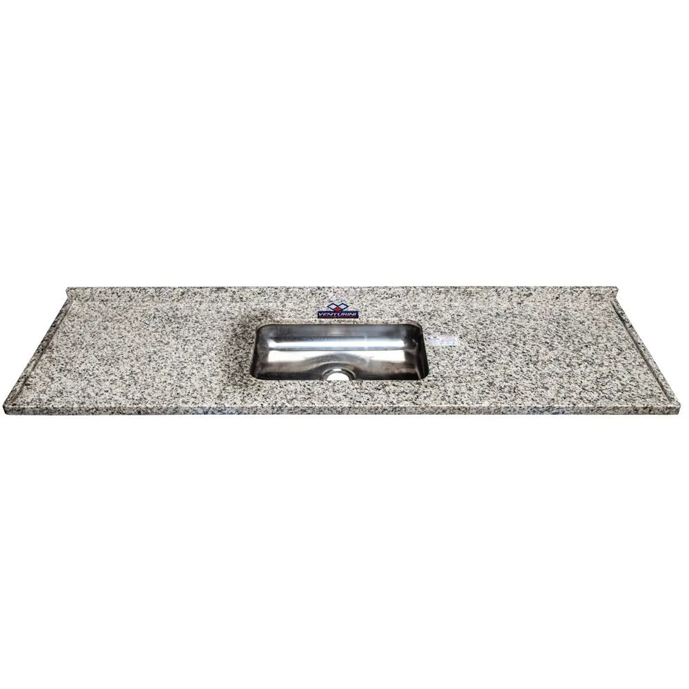 Pia de Cozinha em Granito com Cuba Inox 180Cm Branco Portinari Nina Venturini