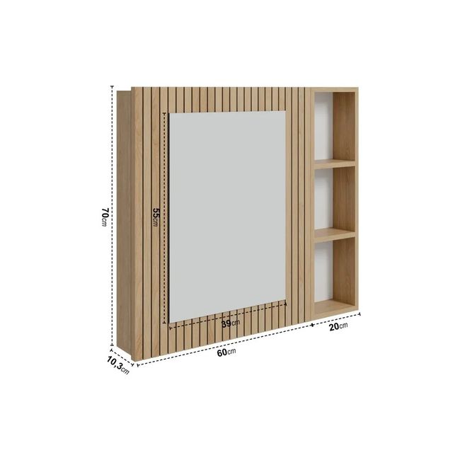Espelheira Para Banheiro Ripy 80Cm Wood Bumi
