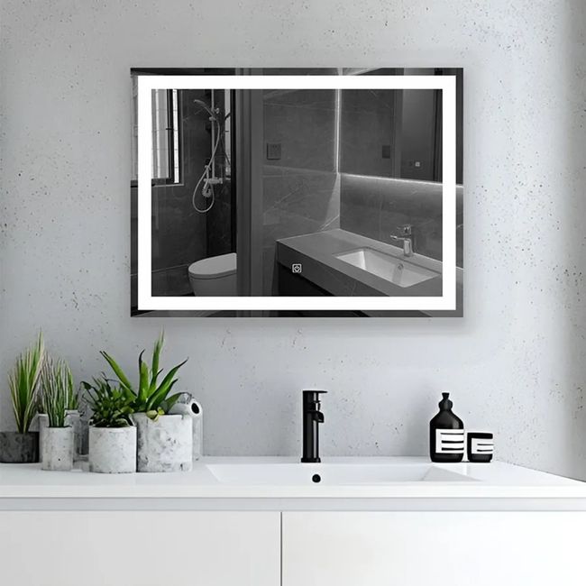 Espelho De Parede Com Led Frio Retangular 80X60Cm 16W Bivolt Alterna