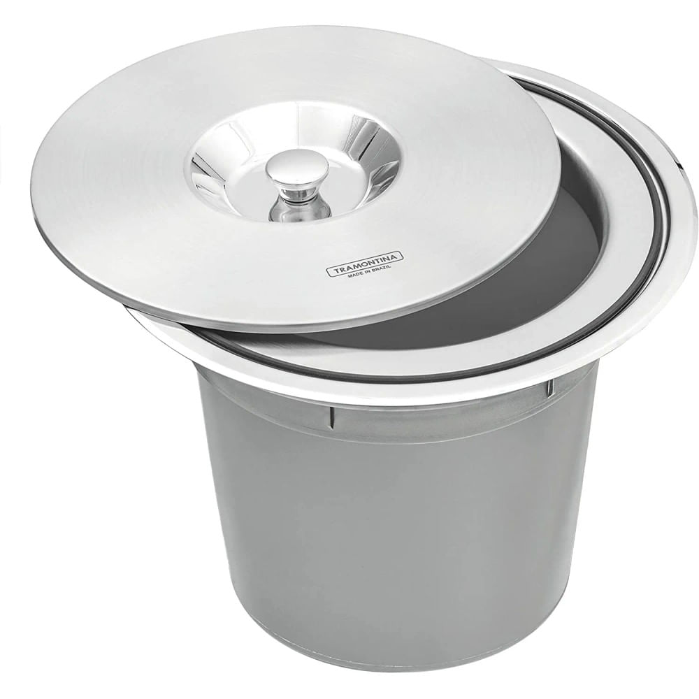Lixeira De embutir Clean Round em Aço Inox Com Balde Plástico 8l Tramontina