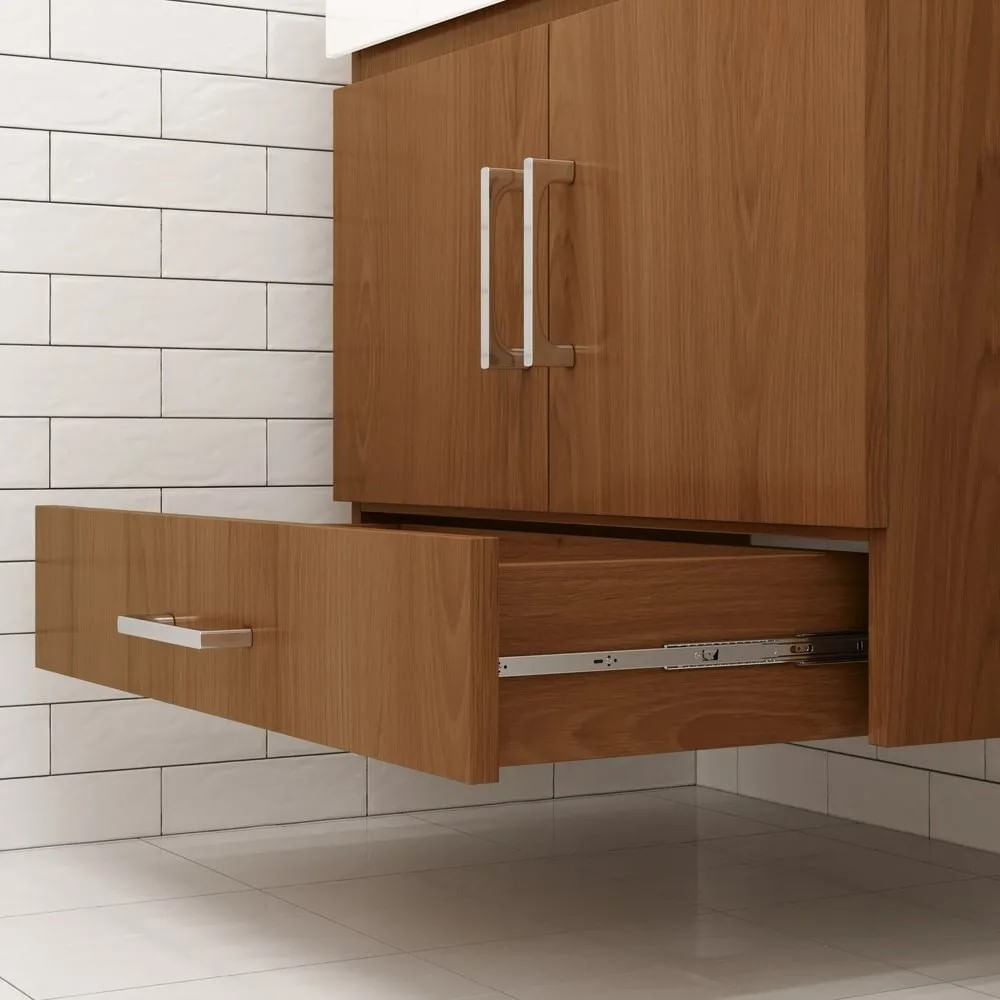 Kit Vitral 60 Com Bancada De Vidro E Espelho Freijo Astral Design