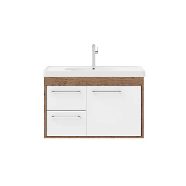 Conjunto De Banheiro Com Cuba E Espelheira Prócion 63Cm Munique Branco Cerocha