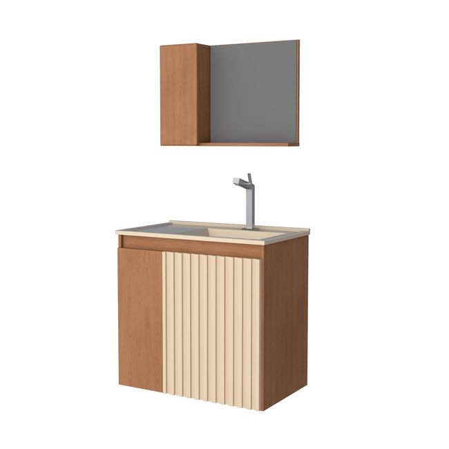 Kit Madeira Banheiro Camomila 60X56X36 Jequitibá Areia Cozimax