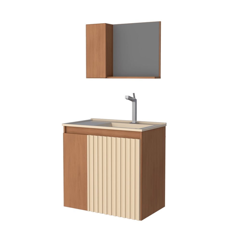 Kit Madeira Banheiro Camomila 60X56X36 Jequitibá Areia Cozimax