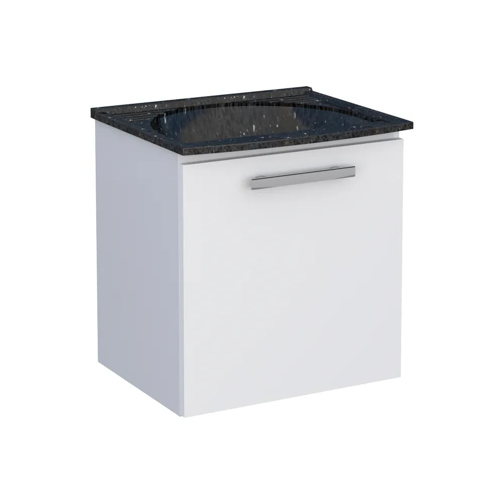 Gabinete Aço Com Tanque Venus 49Cm Suspenso Preto Cozimax