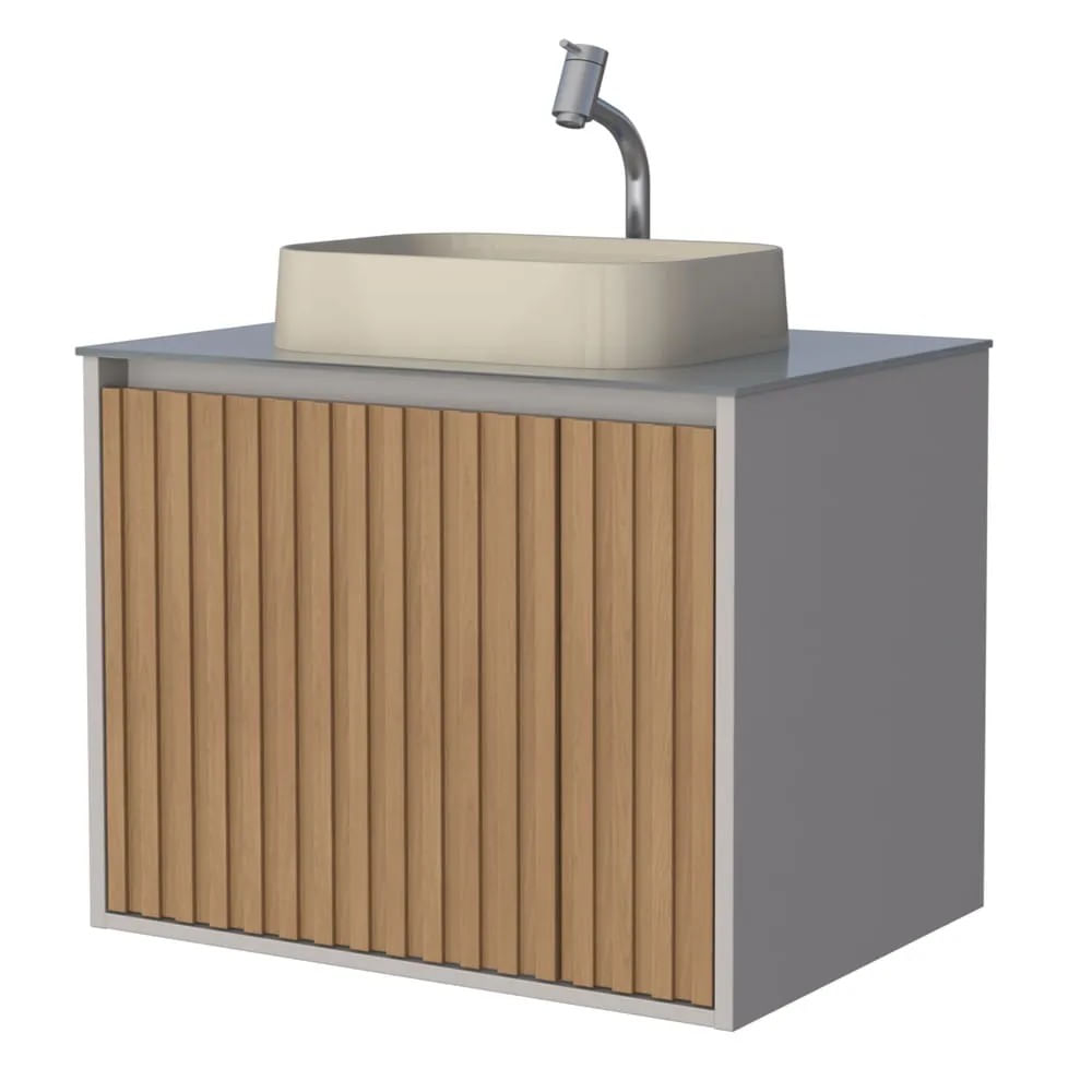 Toucador Banheiro Madeira Tulipa 60X57X44 Nude Jequitibá Cozimax